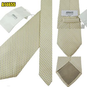 Armani Tie Silk Beige Geometric Italy (US Import Tax Included) มุมที่ 1