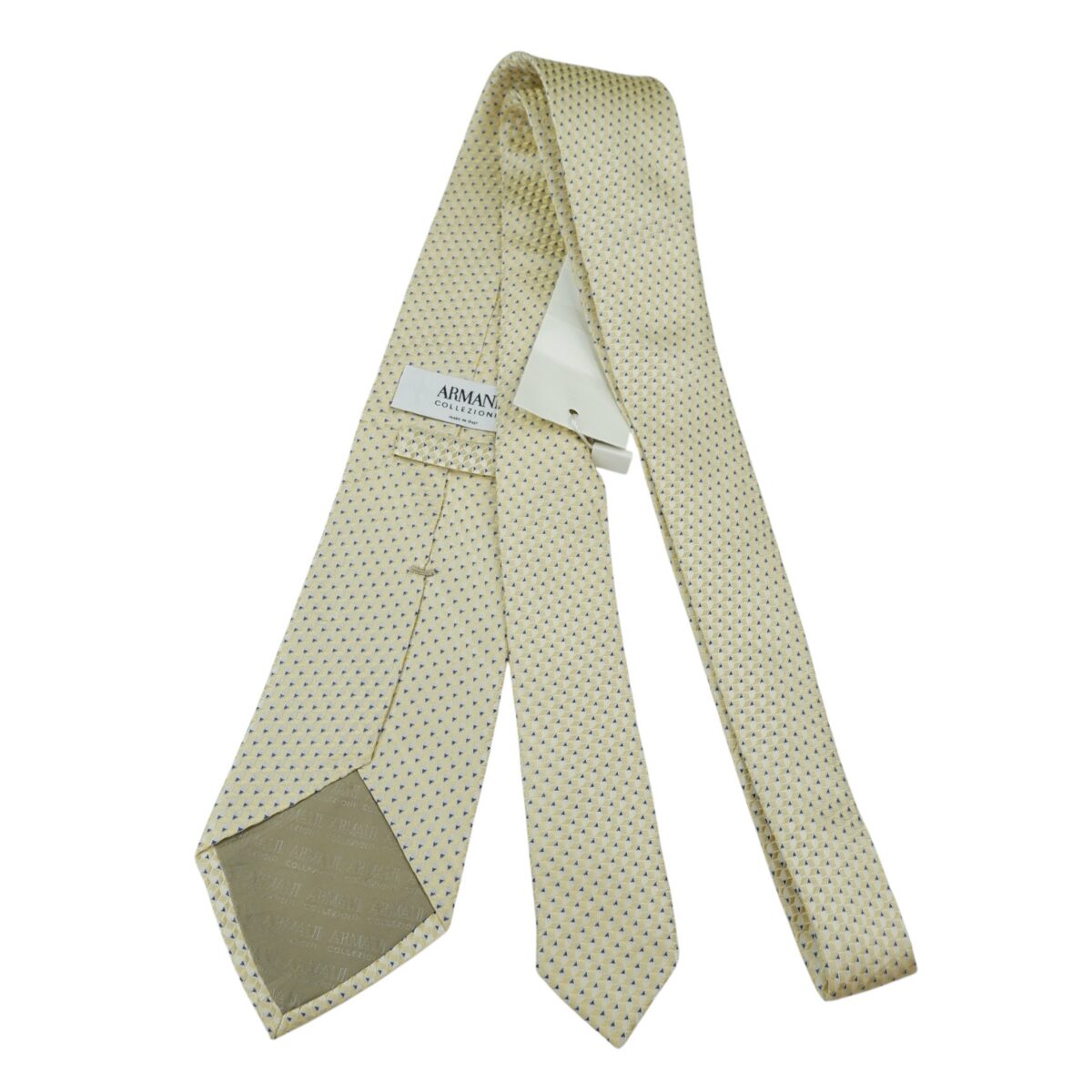 Armani Tie Silk Beige Geometric Italy (US Import Tax Included) | mesabb clothing Armani Tie Silk Beige Geometric Italy (US Import Tax Included) มุมที่ 7