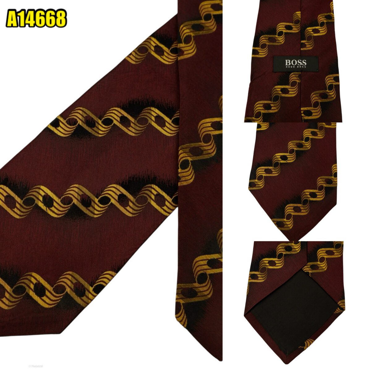 created by photogrid Hugo Boss Tie Silk Dark Brown Stripe Italy (US Import Tax Included) มุมที่ 1