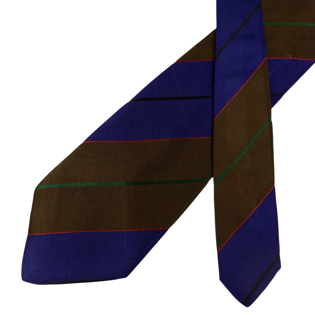 a14671 2 Hugo Boss Tie Silk Purple Brown Stripe Italy (US Import Tax Included) มุมที่ 2