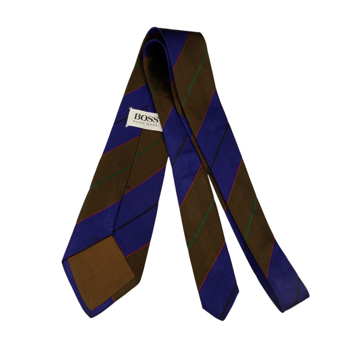 a14671 7 Hugo Boss Tie Silk Purple Brown Stripe Italy (US Import Tax Included) มุมที่ 7