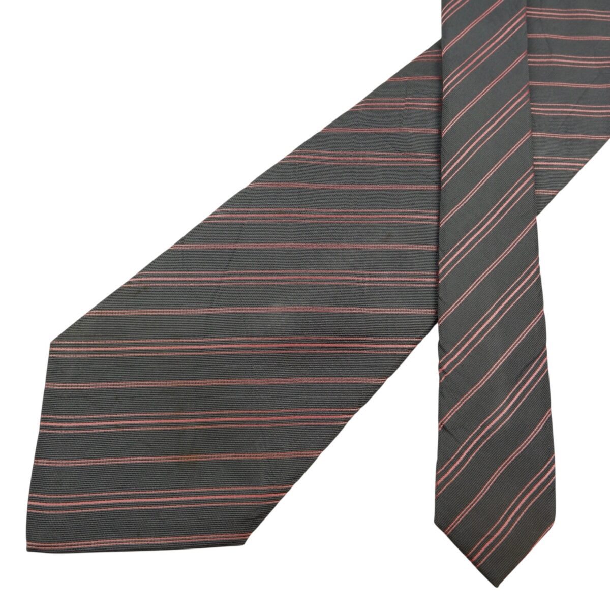 a14695 2 Guy Laroche Tie Silk Grey Pink Stripe Japan (US Import Tax Included) มุมที่ 2