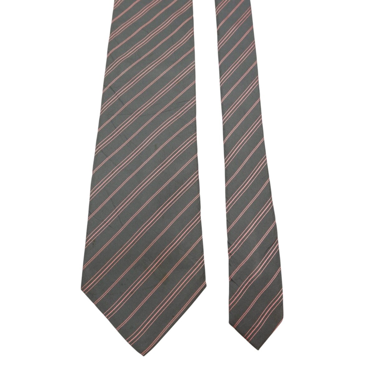 a14695 3 Guy Laroche Tie Silk Grey Pink Stripe Japan (US Import Tax Included) มุมที่ 3