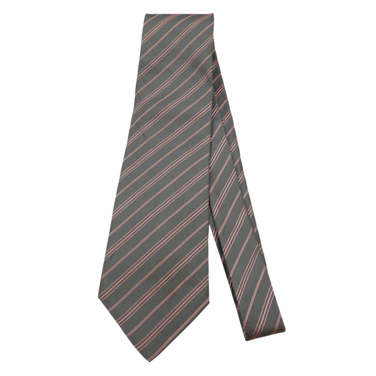 a14695 5 Guy Laroche Tie Silk Grey Pink Stripe Japan (US Import Tax Included) มุมที่ 5