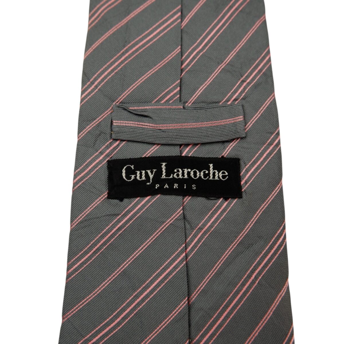 a14695 9 Guy Laroche Tie Silk Grey Pink Stripe Japan (US Import Tax Included) มุมที่ 9