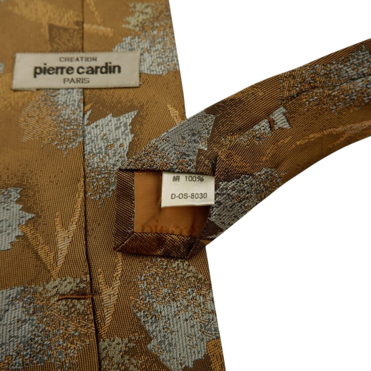 a14698 10 Pierre Cardin Tie Silk Brown Leaf Pattern Japan (US Import Tax Included) มุมที่ 10