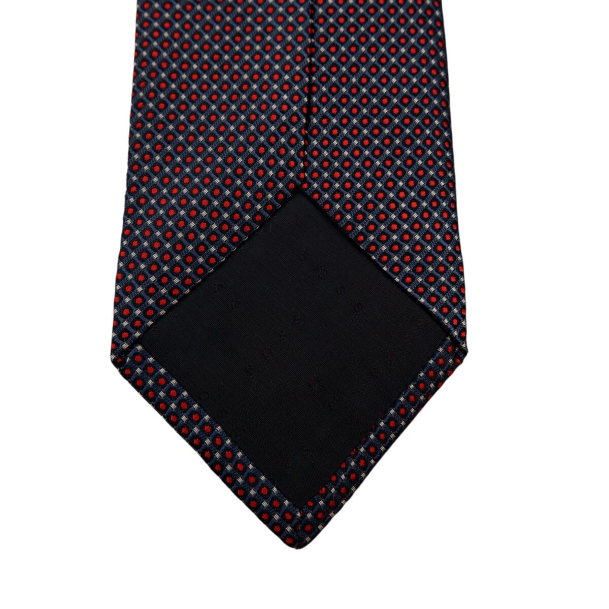 a14708 7 Hugo Boss Tie Silk Navy Red Dot Geometric Italy (US Import Tax Included) มุมที่ 7