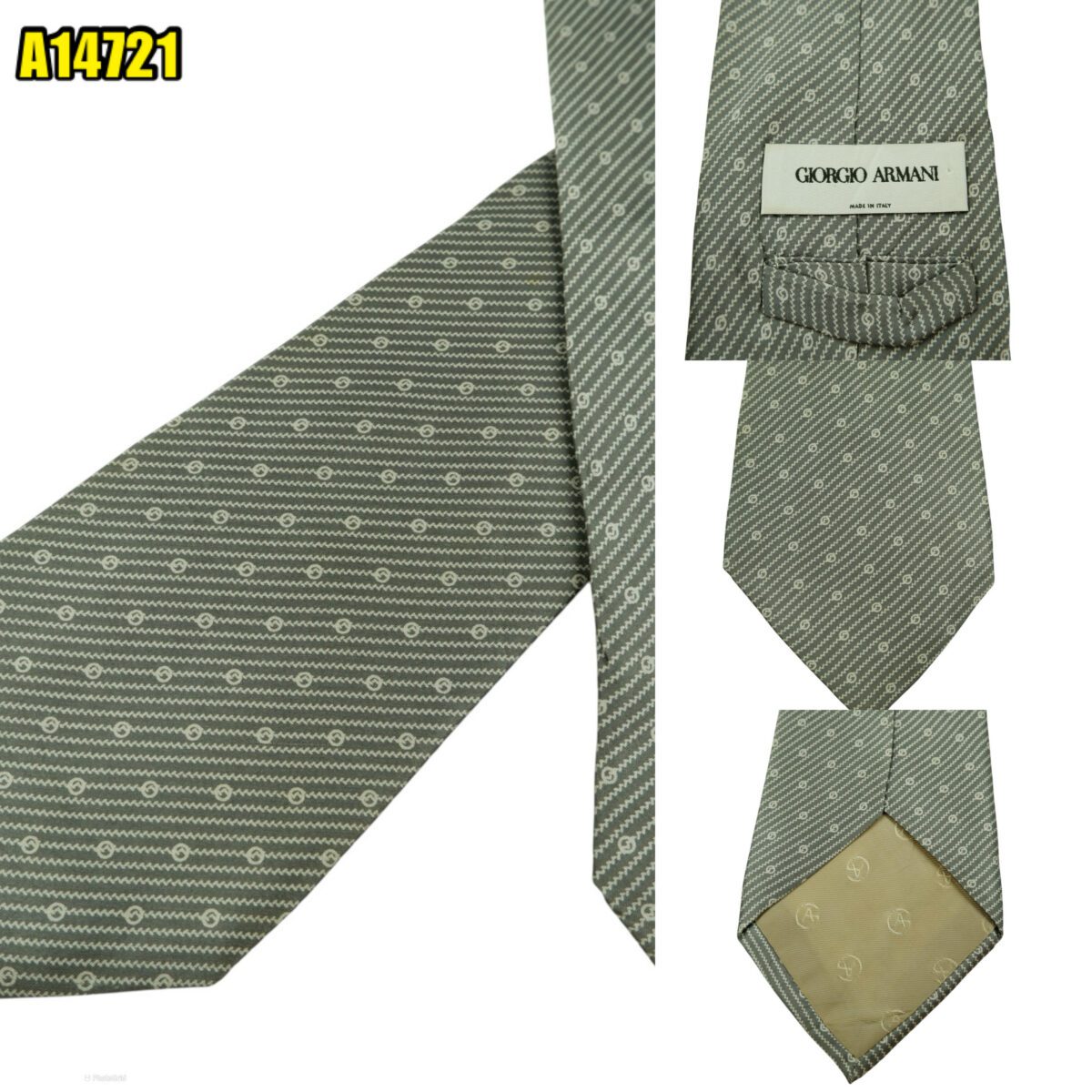 Giorgio Armani Tie Silk Gray Geometric Italy (US Import Tax Included) | mesabb clothing Giorgio Armani Tie Silk Gray Geometric Italy (US Import Tax Included) มุมที่ 1