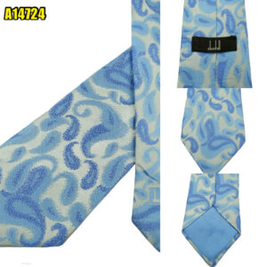 Dunhill Tie Silk Grey Blue Paisley England (US Import Tax Included) มุมที่ 1