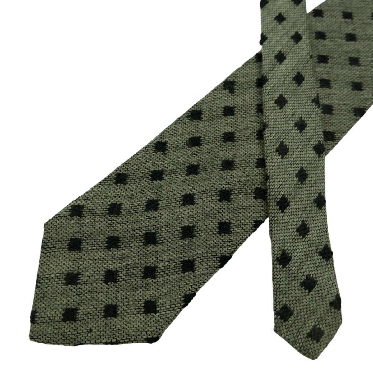 a14770 2 Ermenegildo Zegna Tie Wool Grey Black Dot Geometric (US Import Tax Included) มุมที่ 2