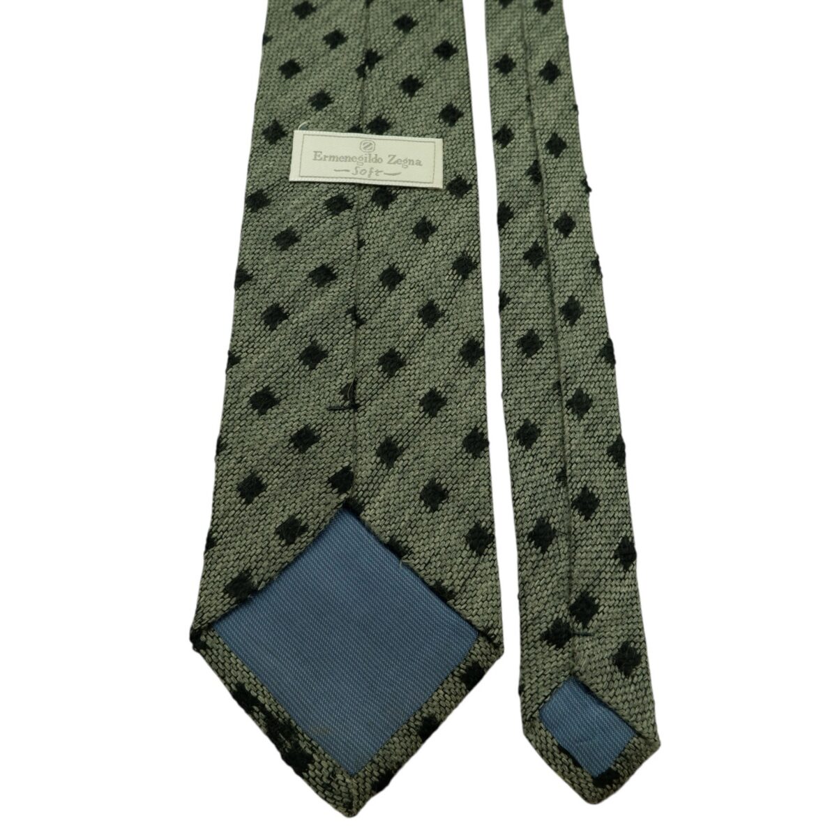 a14770 4 Ermenegildo Zegna Tie Wool Grey Black Dot Geometric (US Import Tax Included) มุมที่ 4