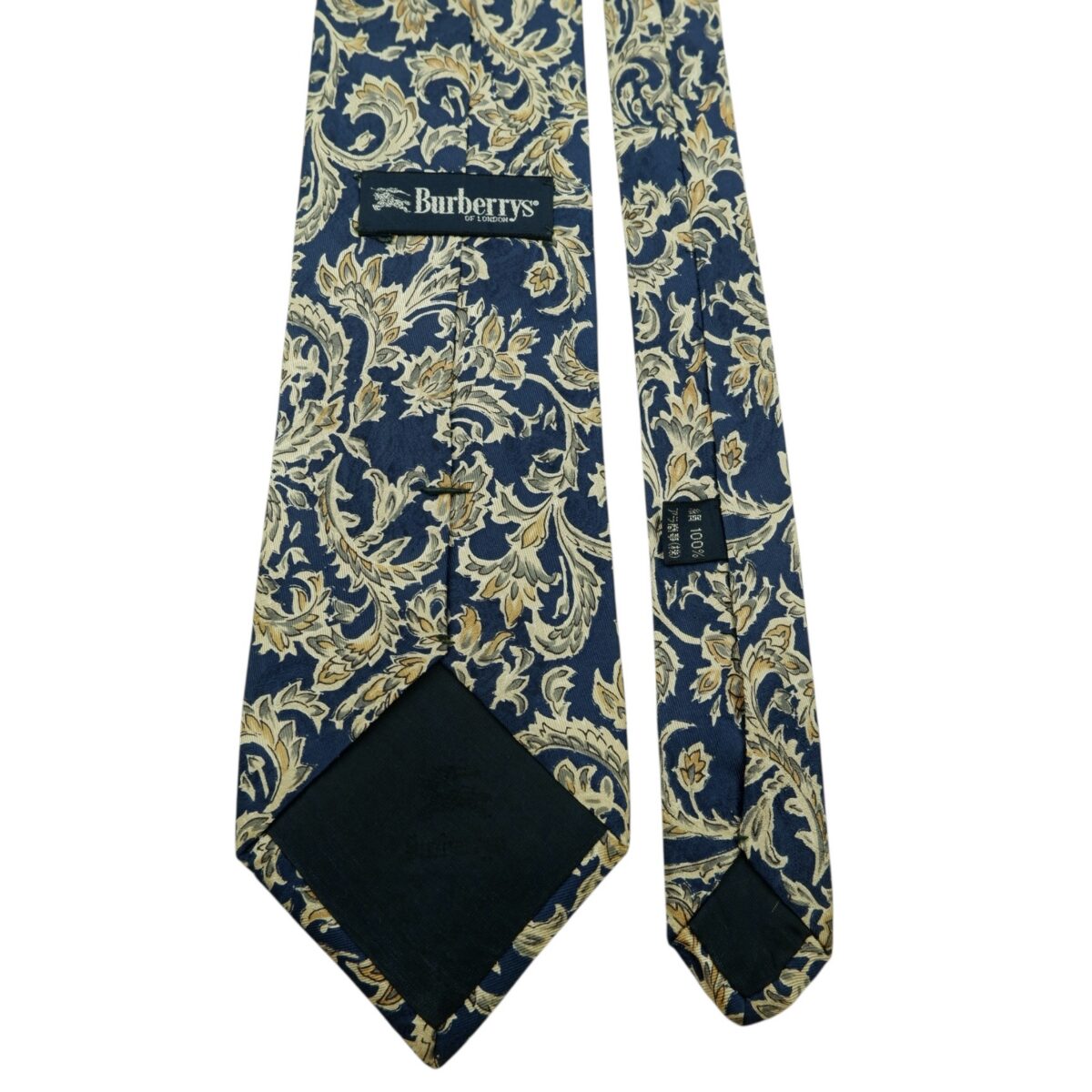 Burberry Tie Silk Navy Grey Vine Japan (US Import Tax Included) | mesabb clothing Burberry Tie Silk Navy Grey Vine Japan (US Import Tax Included) มุมที่ 4