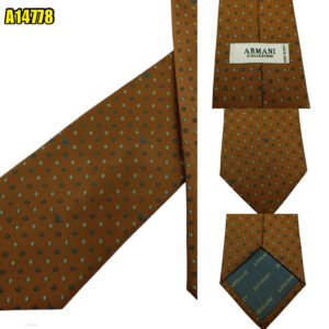 Unbrand Tie Silk Brown White Dot Italy (US Import Tax Included) มุมที่ 1