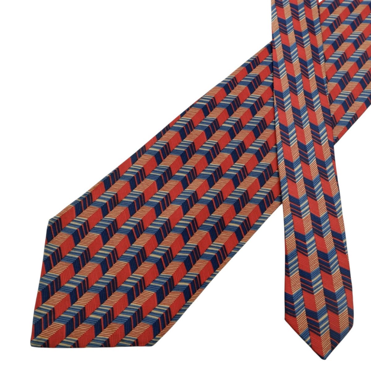 a14781 2 Trussardi Tie Silk Red Blue Geometric Italy (US Import Tax Included) มุมที่ 2