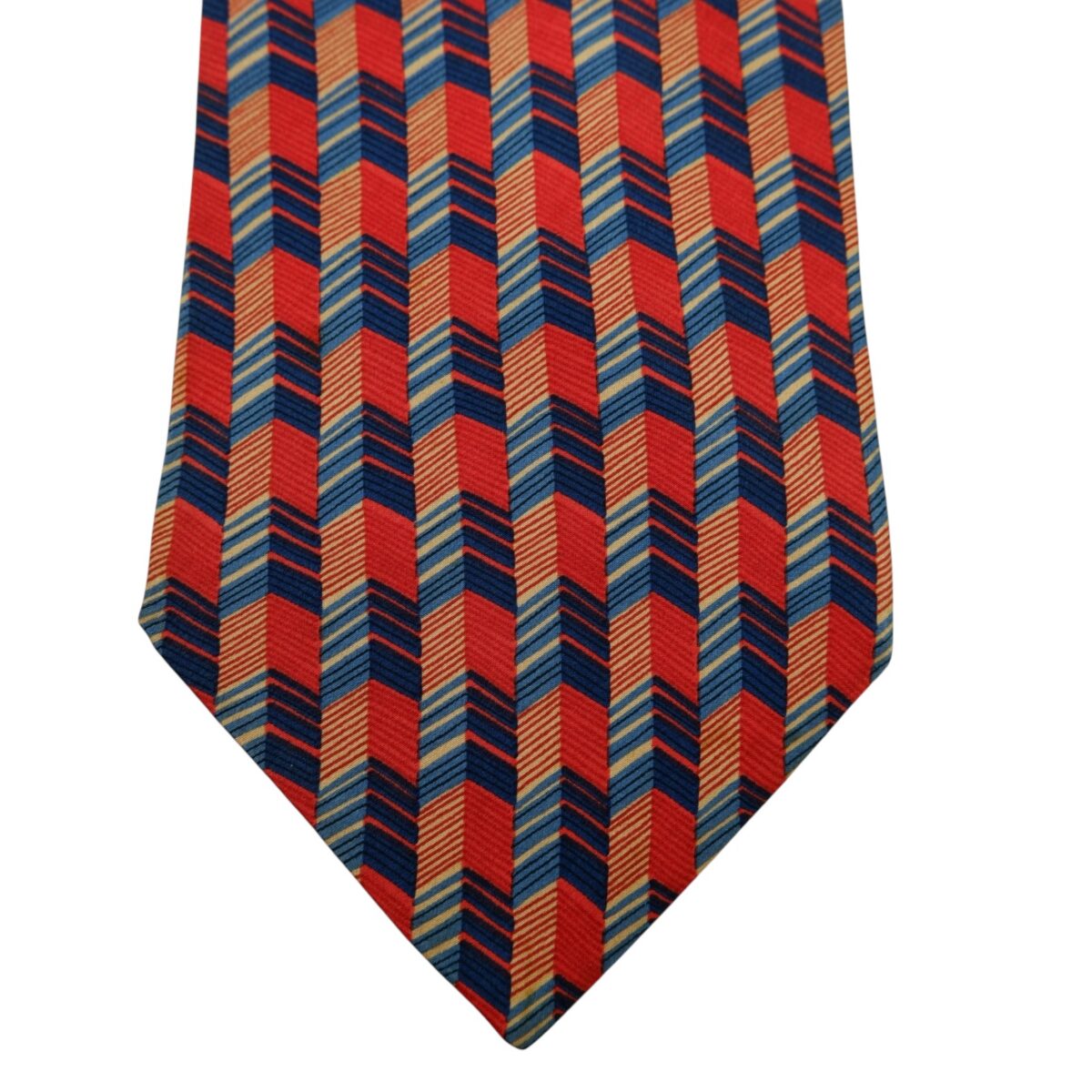 a14781 6 Trussardi Tie Silk Red Blue Geometric Italy (US Import Tax Included) มุมที่ 6