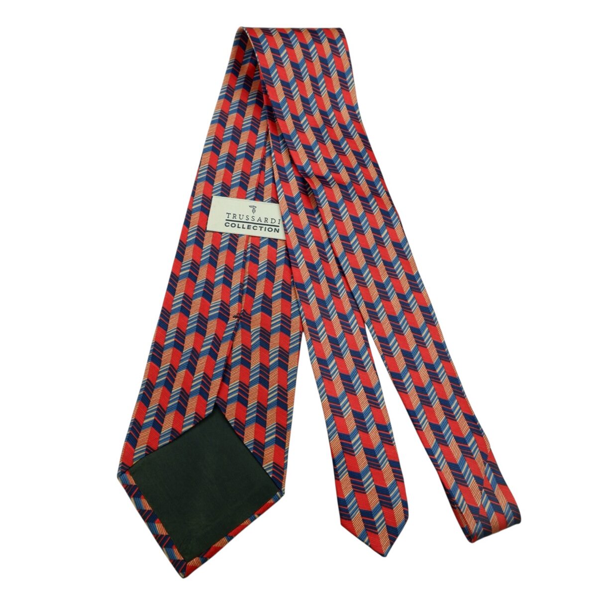 a14781 7 Trussardi Tie Silk Red Blue Geometric Italy (US Import Tax Included) มุมที่ 7