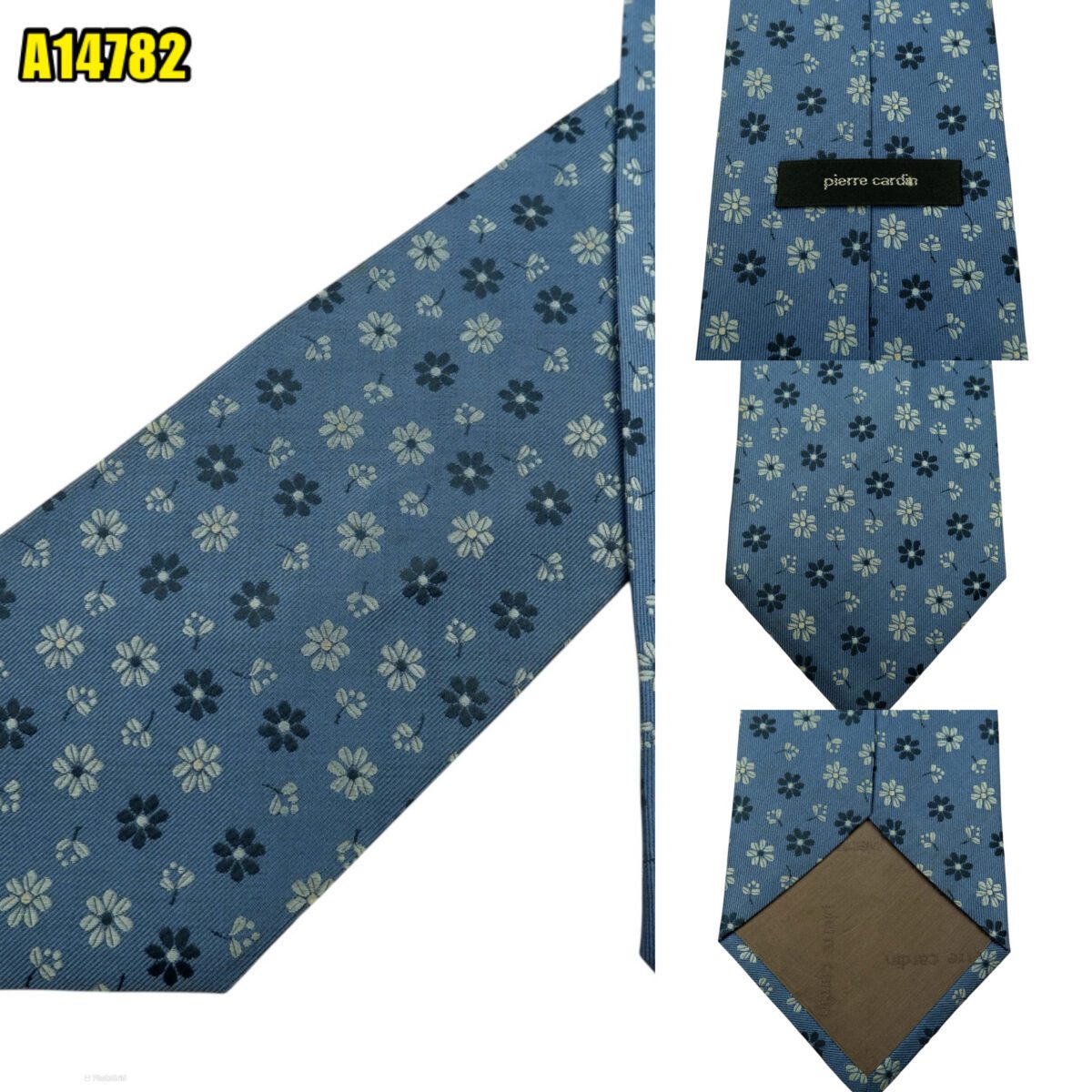 created by photogrid Pierre Cardin Tie Silk Blue Floral Pattern Korea (US Import Tax Included) มุมที่ 1
