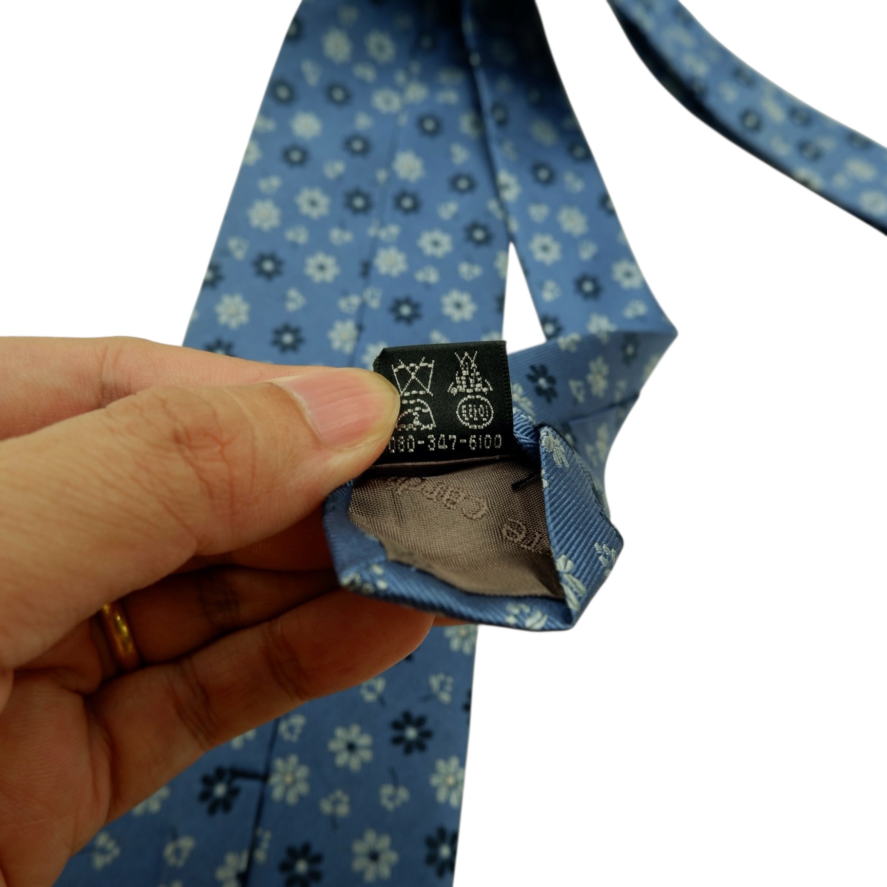 a14782 11 Pierre Cardin Tie Silk Blue Floral Pattern Korea (US Import Tax Included) มุมที่ 11