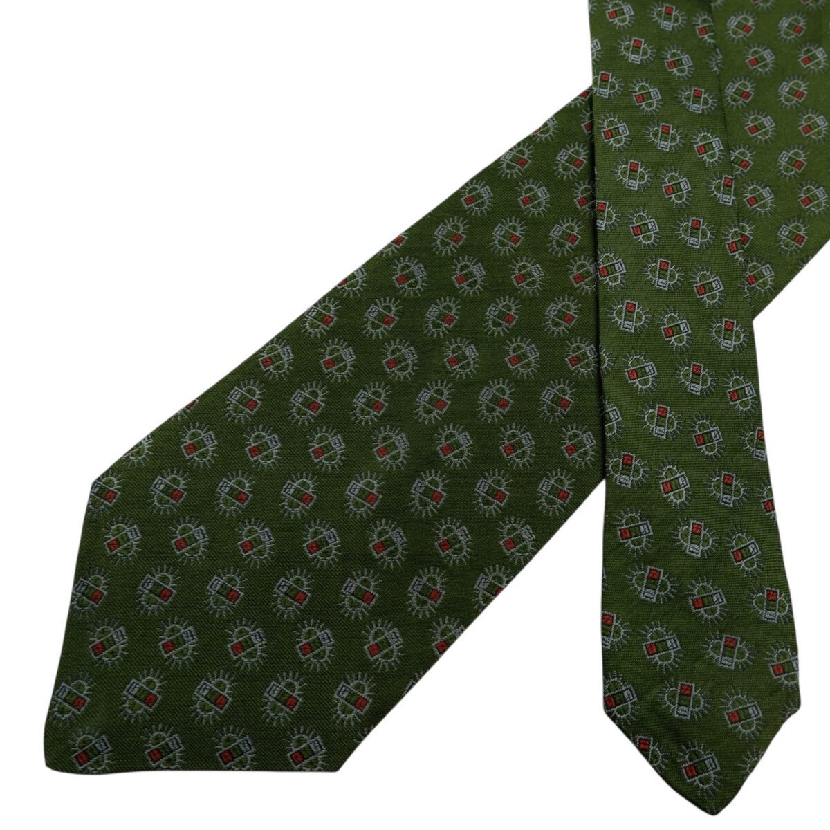 Giorgio Armani Tie Silk Green Geometric Italy (US Import Tax Included) | mesabb clothing Giorgio Armani Tie Silk Green Geometric Italy (US Import Tax Included) มุมที่ 2