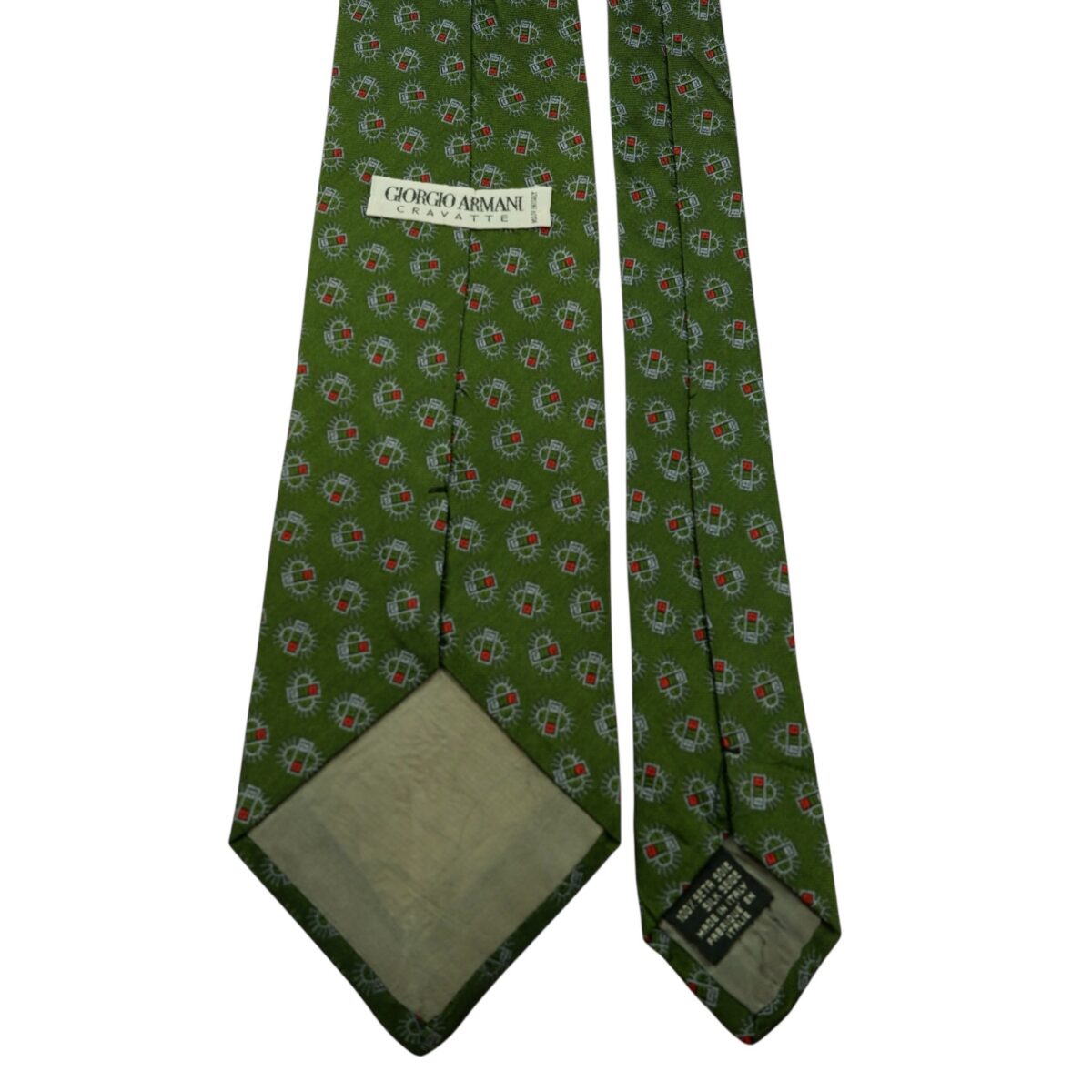 Giorgio Armani Tie Silk Green Geometric Italy (US Import Tax Included) | mesabb clothing Giorgio Armani Tie Silk Green Geometric Italy (US Import Tax Included) มุมที่ 4