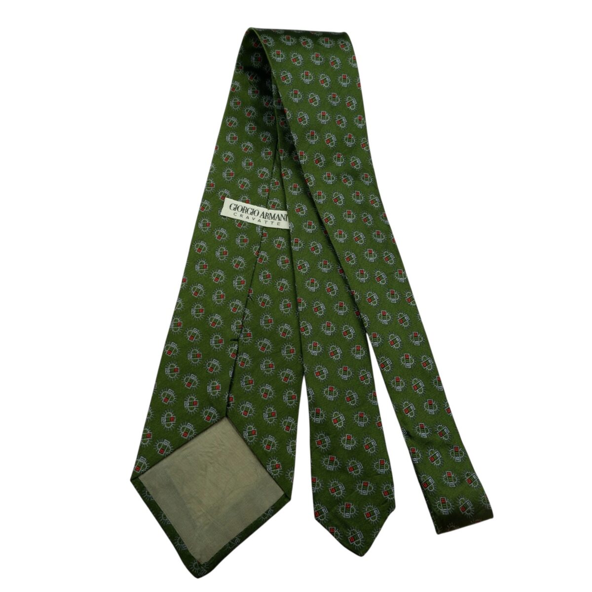 Giorgio Armani Tie Silk Green Geometric Italy (US Import Tax Included) | mesabb clothing Giorgio Armani Tie Silk Green Geometric Italy (US Import Tax Included) มุมที่ 7