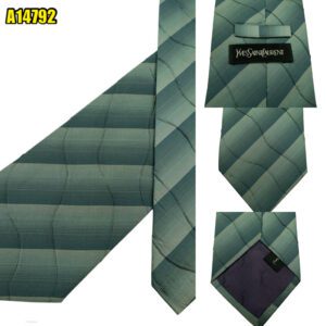 Yves Saint Laurent Tie Silk Grey Stripe  (US Import Tax Included) มุมที่ 1
