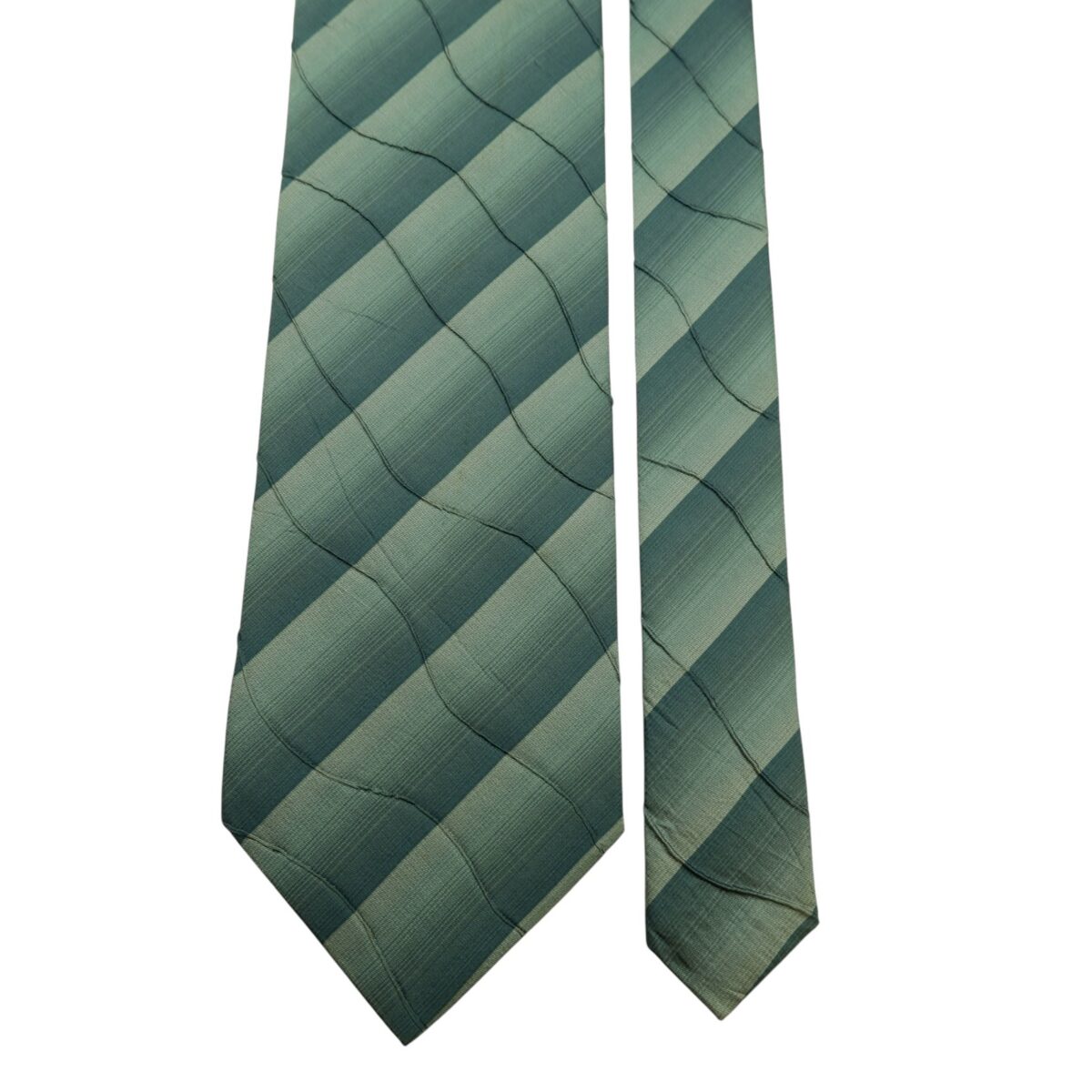 a14792 3 Yves Saint Laurent Tie Silk Grey Stripe (US Import Tax Included) มุมที่ 3