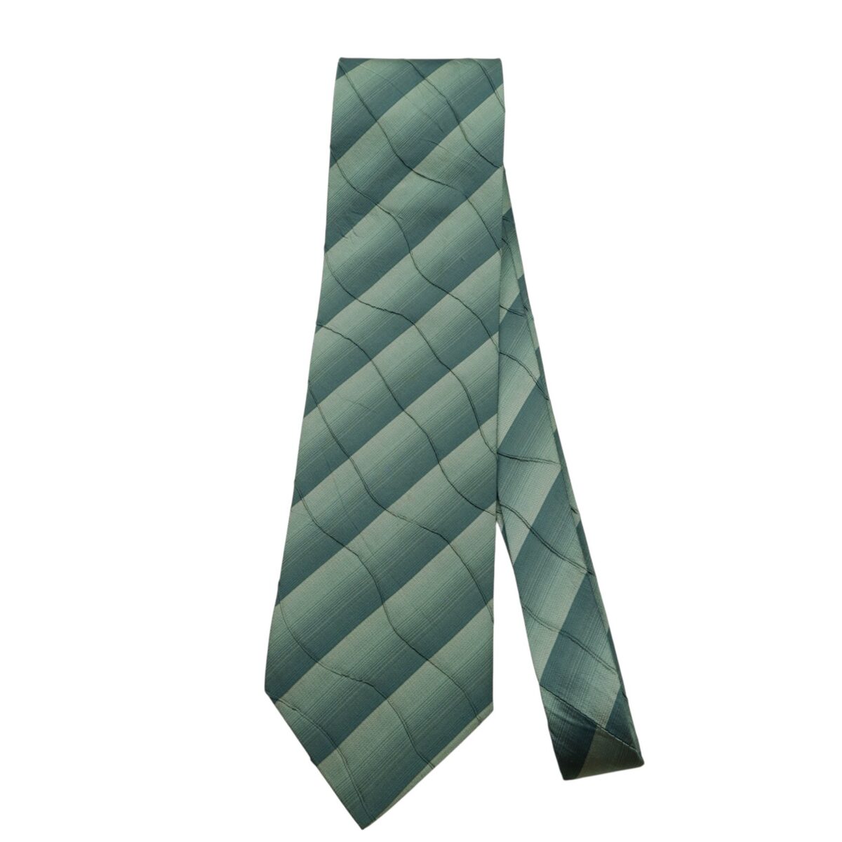 a14792 5 Yves Saint Laurent Tie Silk Grey Stripe (US Import Tax Included) มุมที่ 5