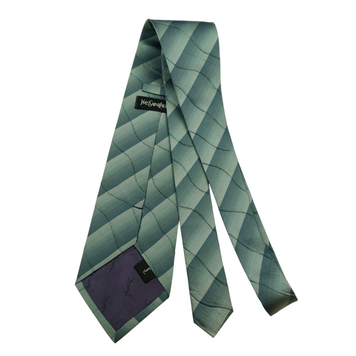 a14792 7 Yves Saint Laurent Tie Silk Grey Stripe (US Import Tax Included) มุมที่ 7