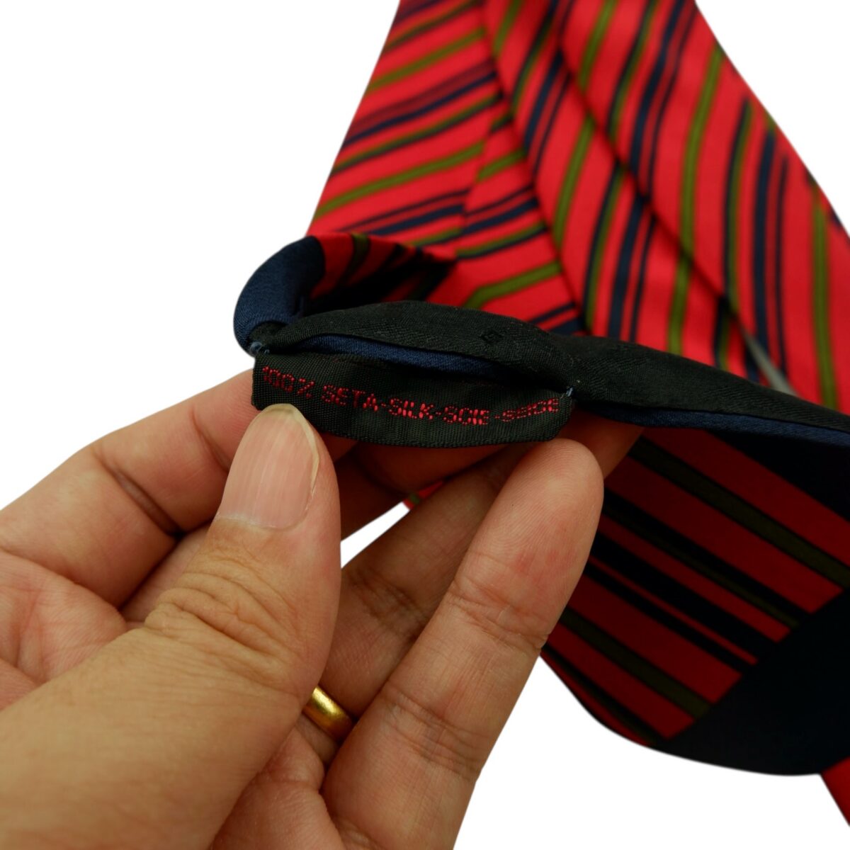 a14796 10 Roberta Di Camerino Tie Silk Red Navy Stripe (US Import Tax Included) มุมที่ 10