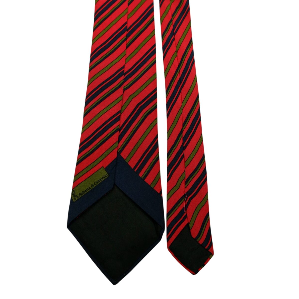 a14796 4 Roberta Di Camerino Tie Silk Red Navy Stripe (US Import Tax Included) มุมที่ 4