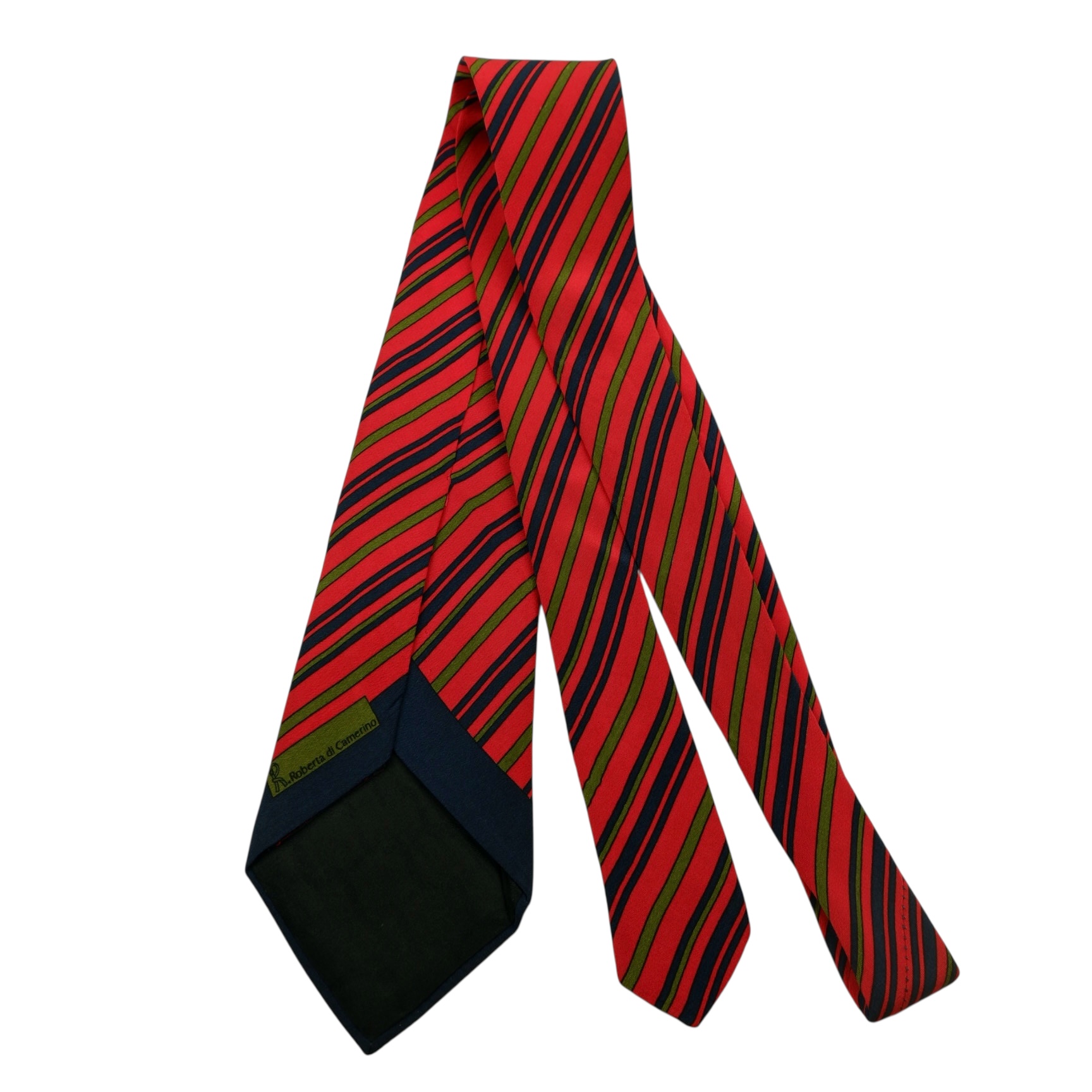 a14796 8 Roberta Di Camerino Tie Silk Red Navy Stripe (US Import Tax Included) มุมที่ 8