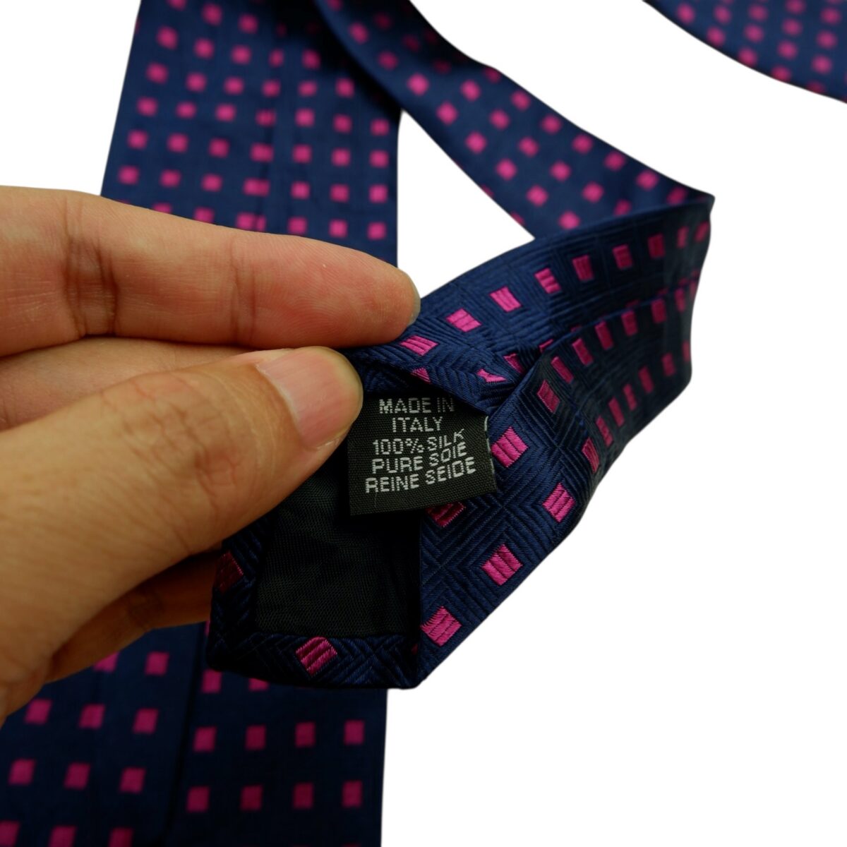 a14800 10 Paul Smith Tie Silk Navy Pink Geometric Italy (US Import Tax Included) มุมที่ 10