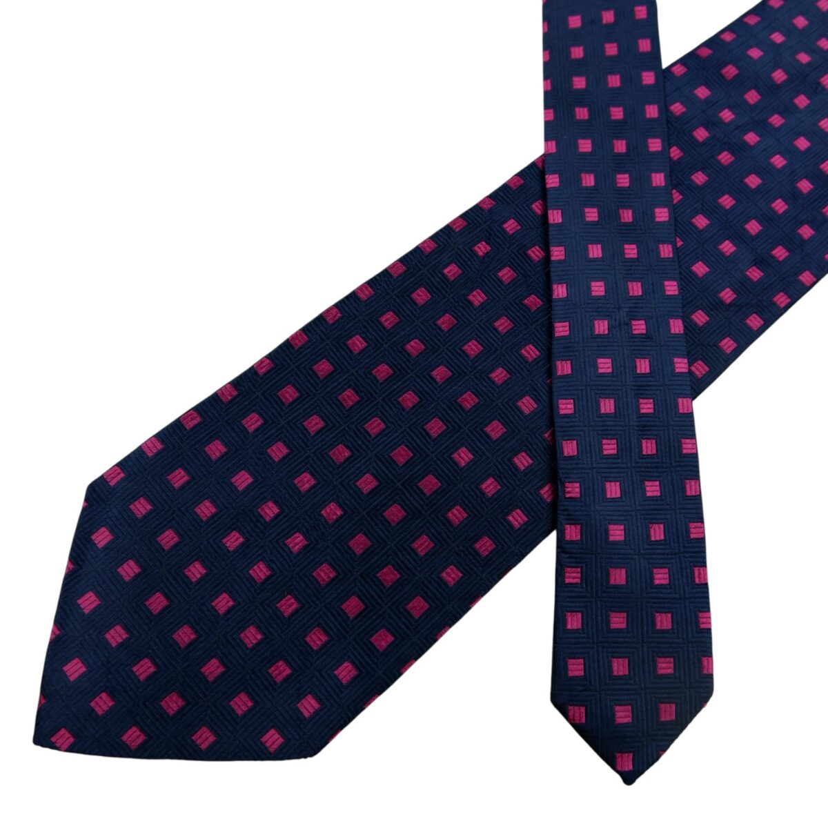 a14800 2 Paul Smith Tie Silk Navy Pink Geometric Italy (US Import Tax Included) มุมที่ 2