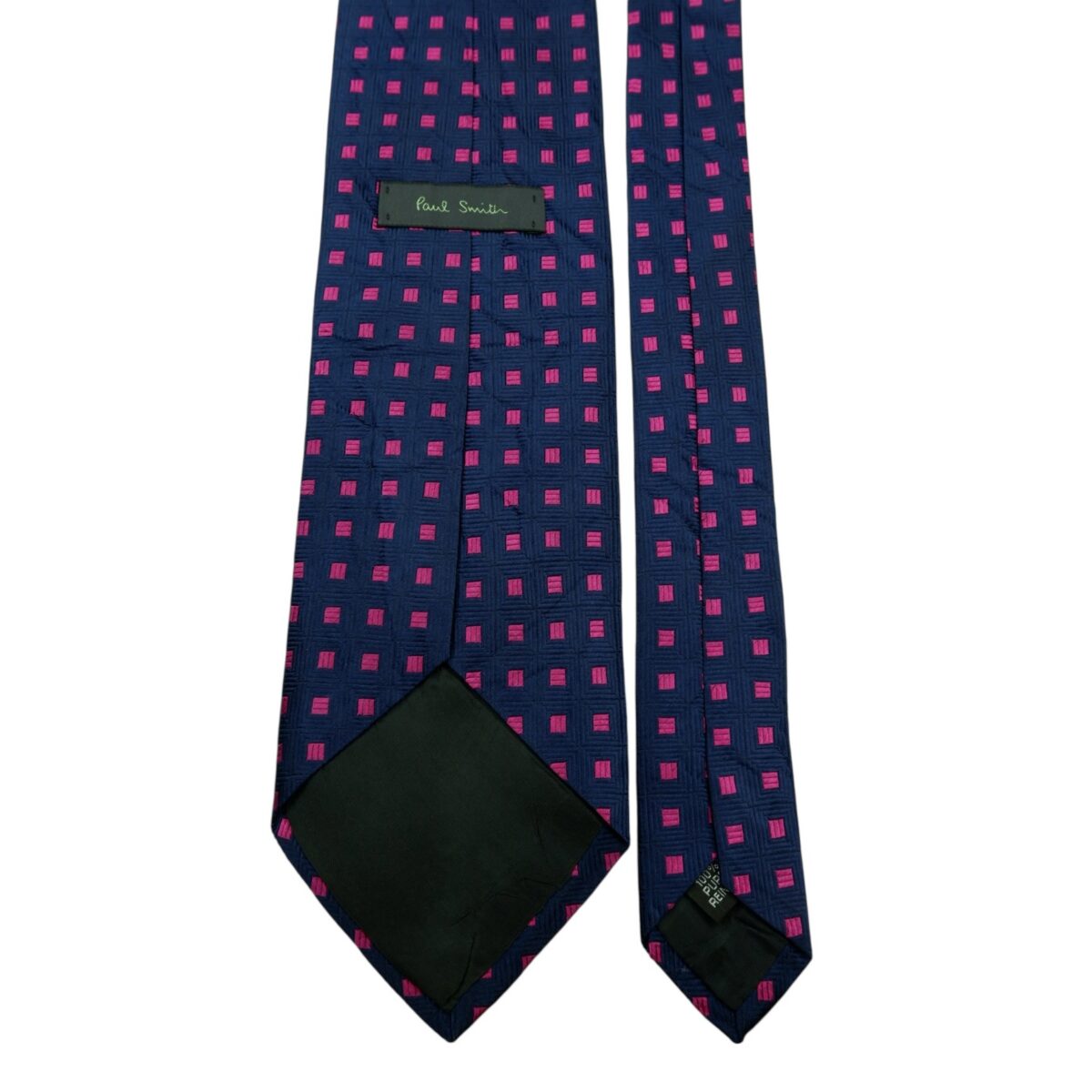 a14800 4 Paul Smith Tie Silk Navy Pink Geometric Italy (US Import Tax Included) มุมที่ 4