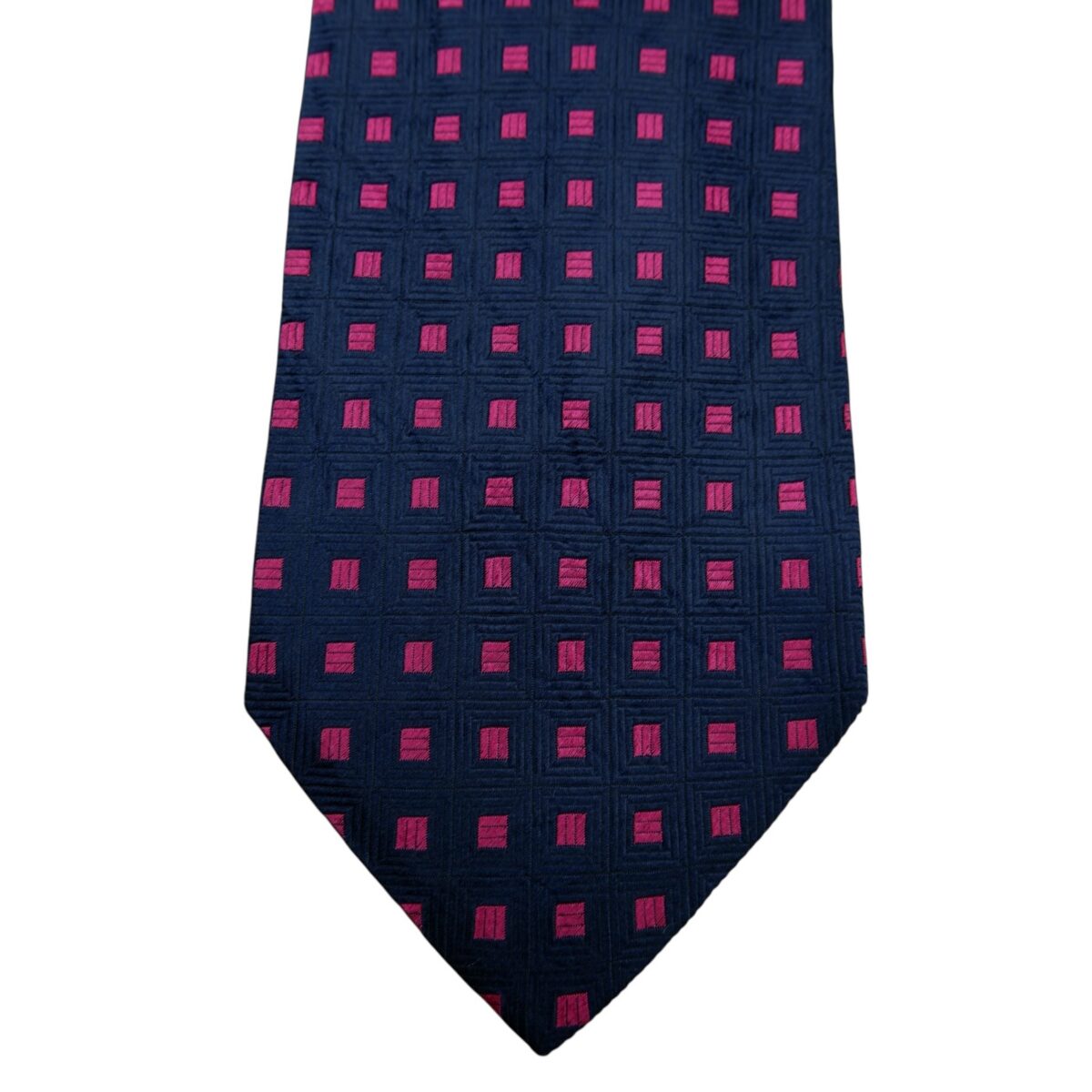 a14800 6 Paul Smith Tie Silk Navy Pink Geometric Italy (US Import Tax Included) มุมที่ 6