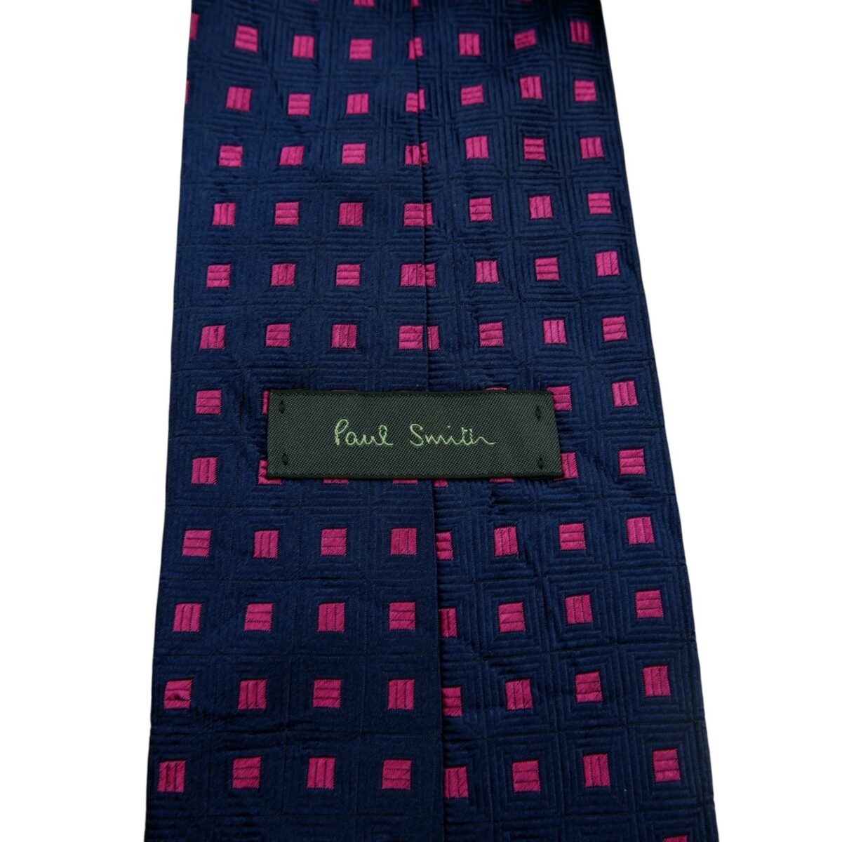 a14800 9 Paul Smith Tie Silk Navy Pink Geometric Italy (US Import Tax Included) มุมที่ 9
