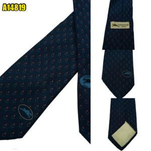 Longchamp Tie Silk Navy Geometric Italy (US Import Tax Included) มุมที่ 1