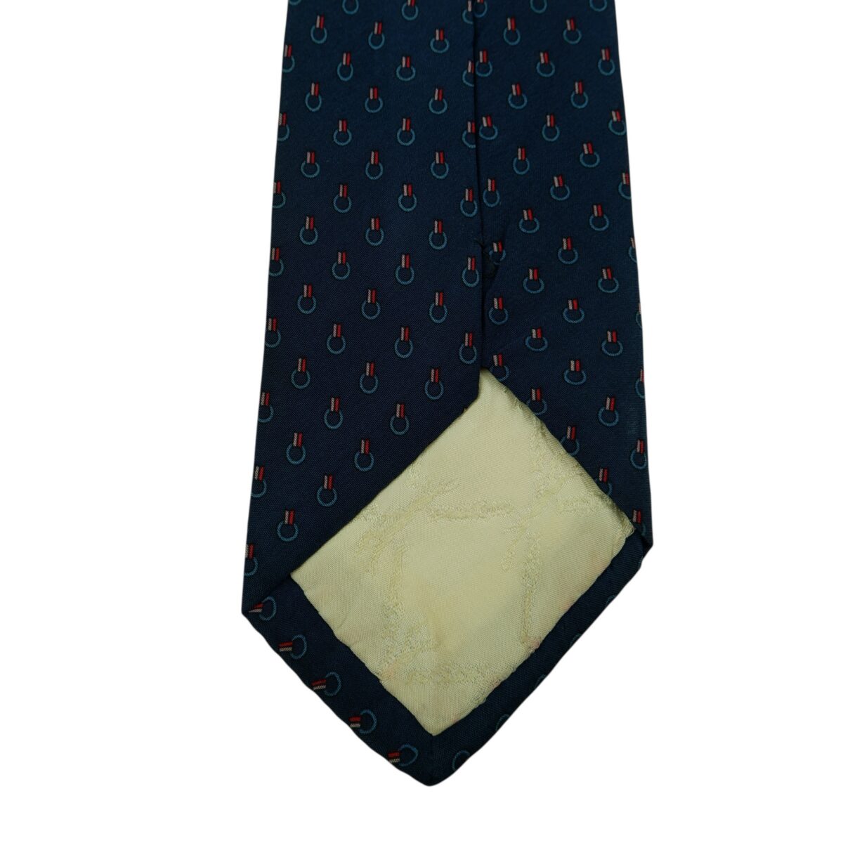 a14819 8 Longchamp Tie Silk Navy Geometric Italy (US Import Tax Included) มุมที่ 8