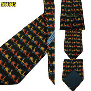 Ermenegildo Zegna Tie Silk Black Motorcycle Pattern Italy (US Import Tax Included) มุมที่ 1