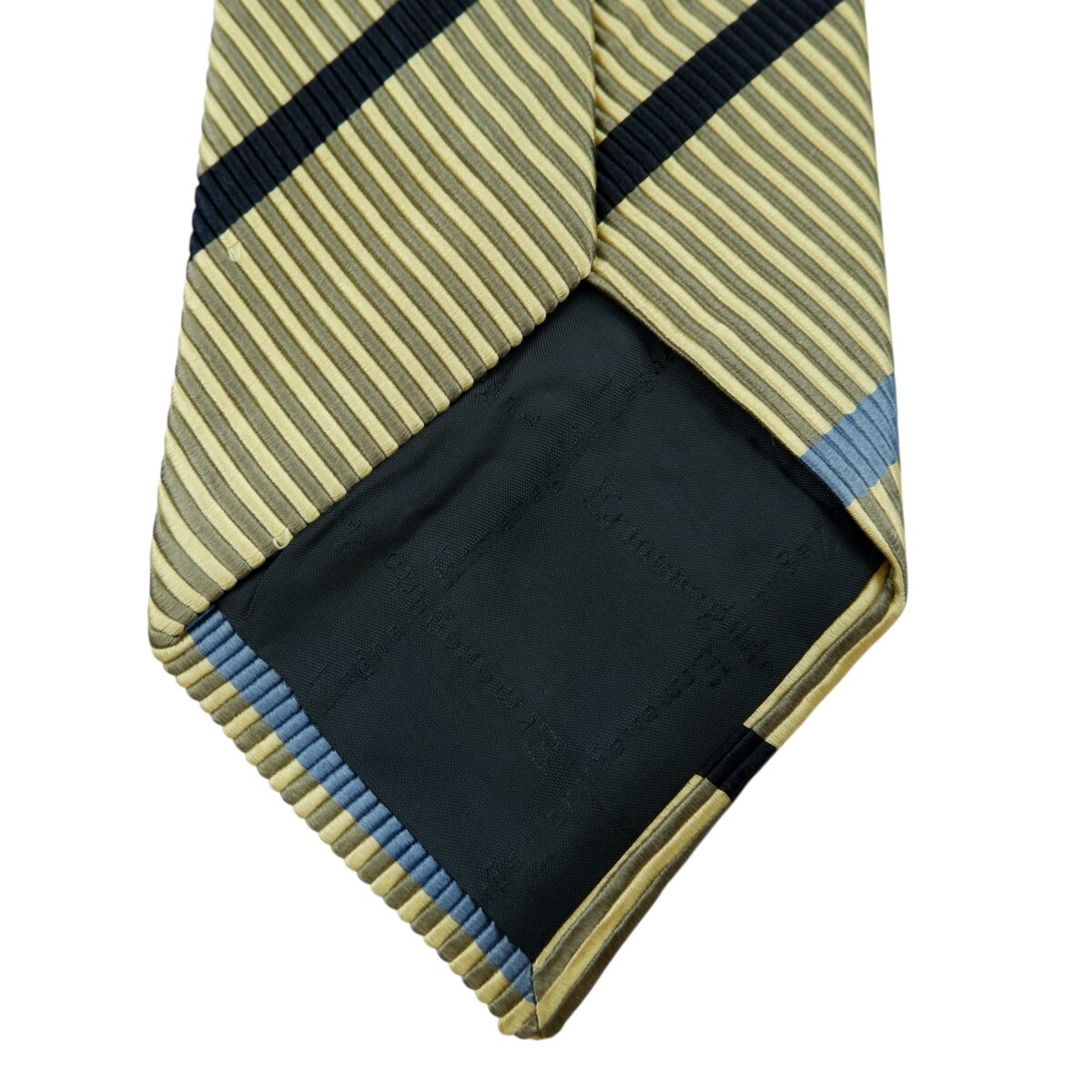 a14848 8 Ermenegildo Zegna Tie Silk Cotton Beige Blue Black Stripe Italy (US Import Tax Included) มุมที่ 8