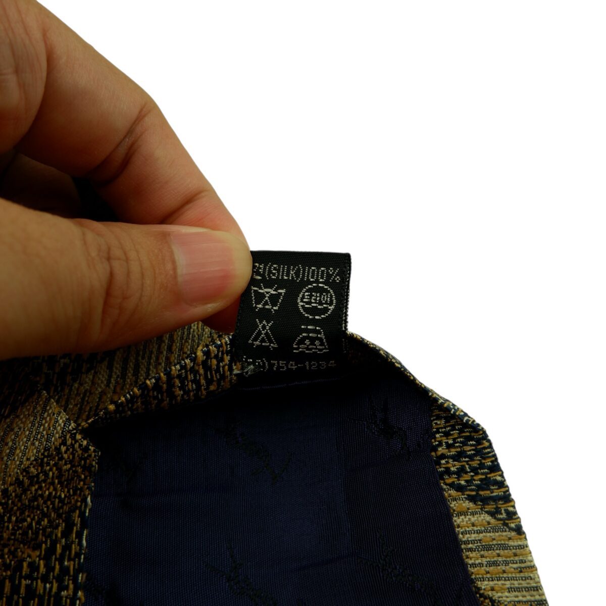 a14868 11 Yves Saint Laurent Tie Silk Beige Stripe (US Import Tax Included) มุมที่ 11