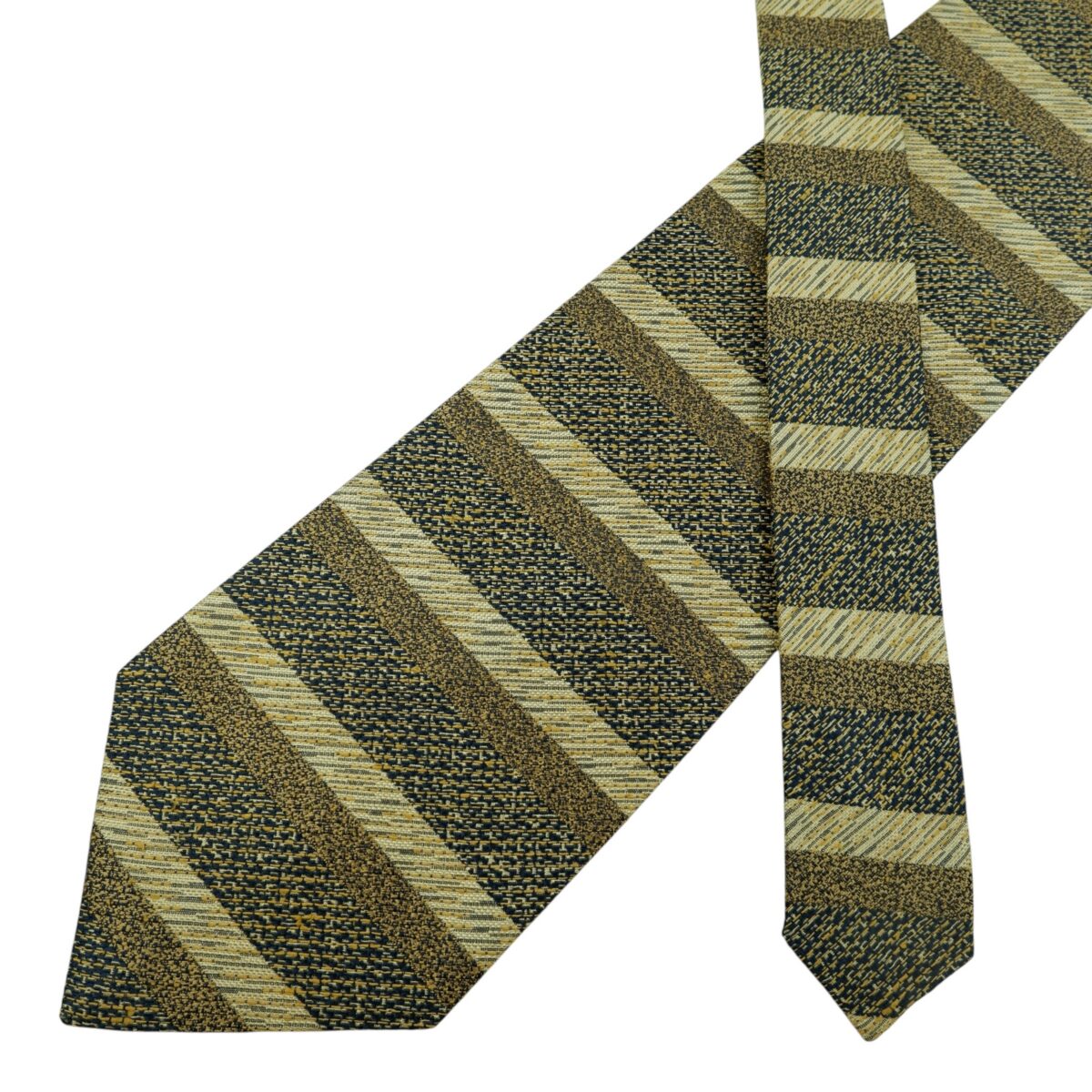 a14868 2 Yves Saint Laurent Tie Silk Beige Stripe (US Import Tax Included) มุมที่ 2