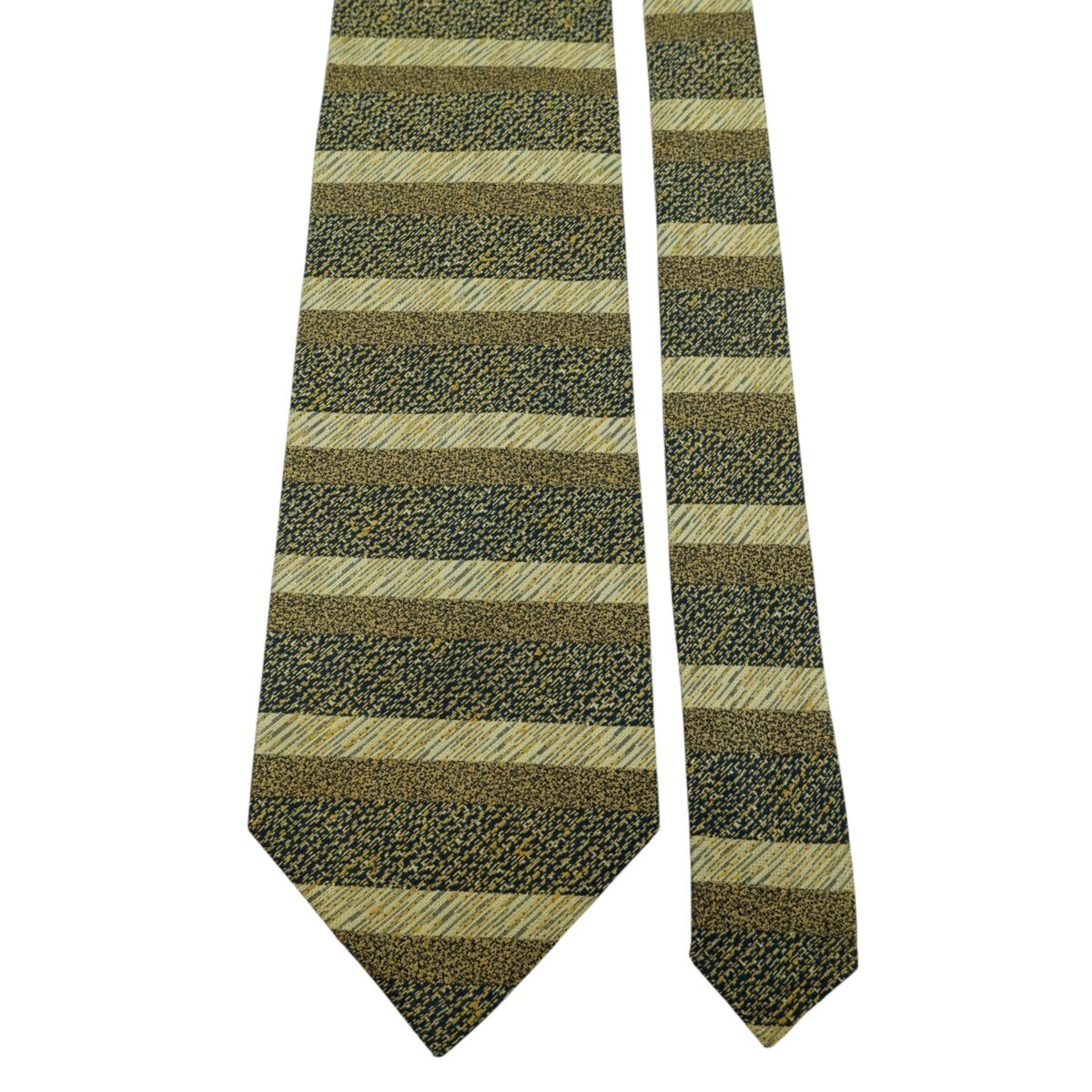 a14868 3 Yves Saint Laurent Tie Silk Beige Stripe (US Import Tax Included) มุมที่ 3