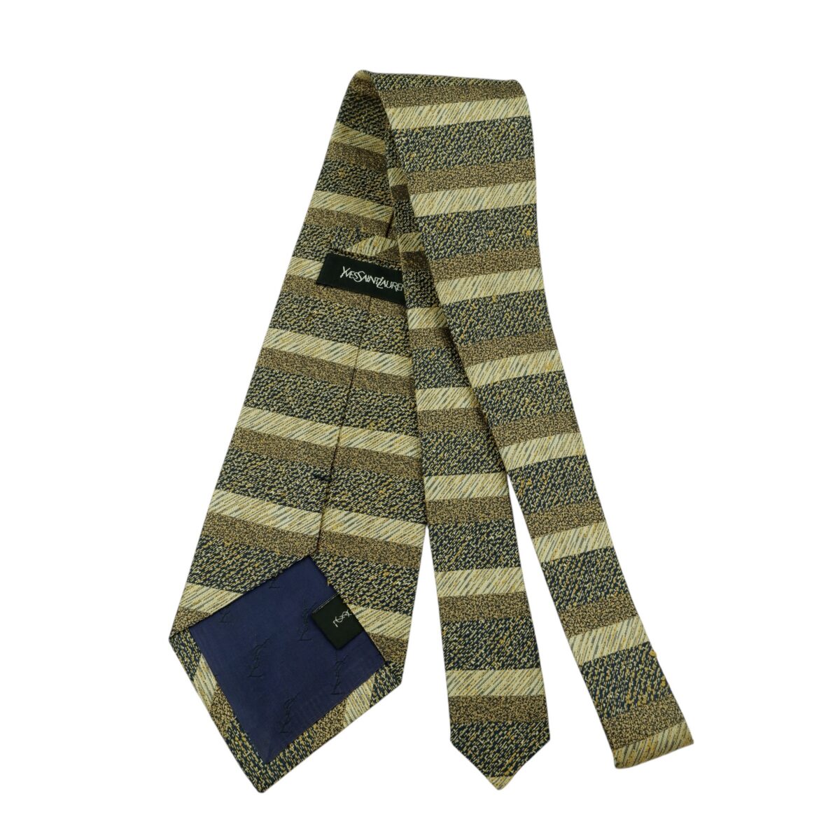 a14868 7 Yves Saint Laurent Tie Silk Beige Stripe (US Import Tax Included) มุมที่ 7