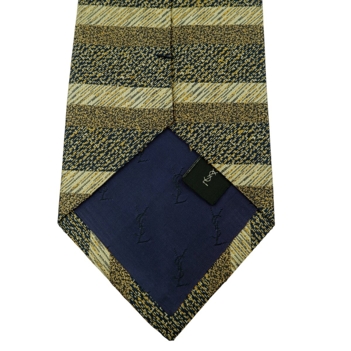 a14868 8 Yves Saint Laurent Tie Silk Beige Stripe (US Import Tax Included) มุมที่ 8