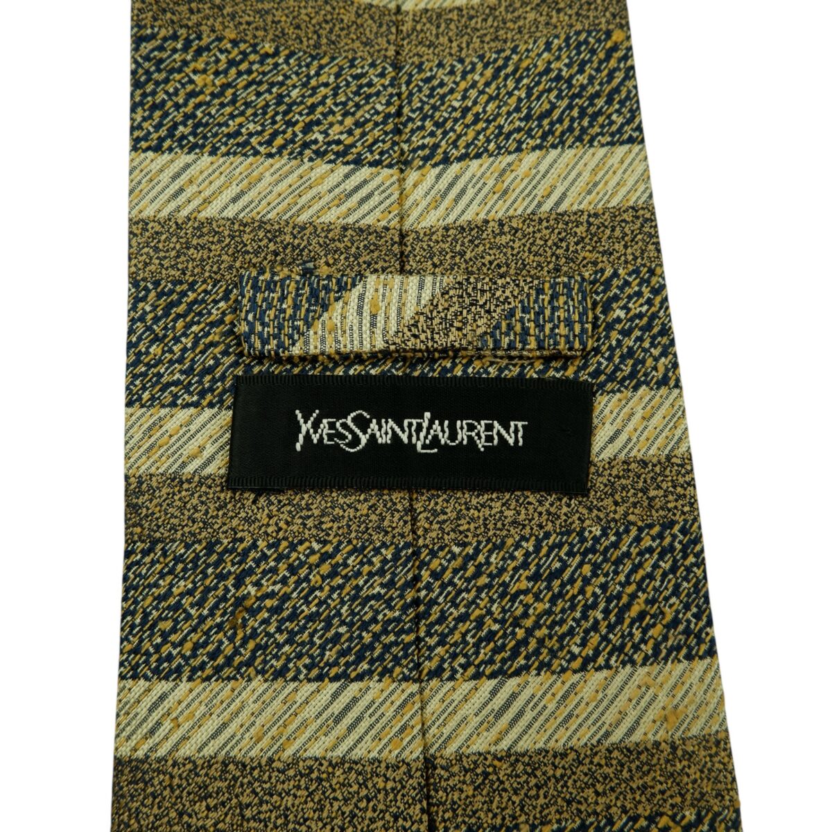 a14868 9 Yves Saint Laurent Tie Silk Beige Stripe (US Import Tax Included) มุมที่ 9