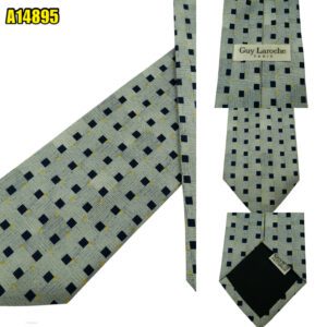 Guy Laroche Tie Silk Grey Black Dot Geometric Korea (US Import Tax Included) มุมที่ 1