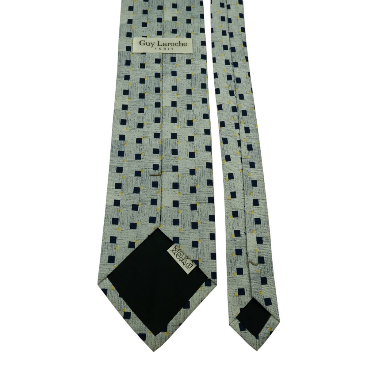 a14895 4 Guy Laroche Tie Silk Grey Black Dot Geometric Korea (US Import Tax Included) มุมที่ 4