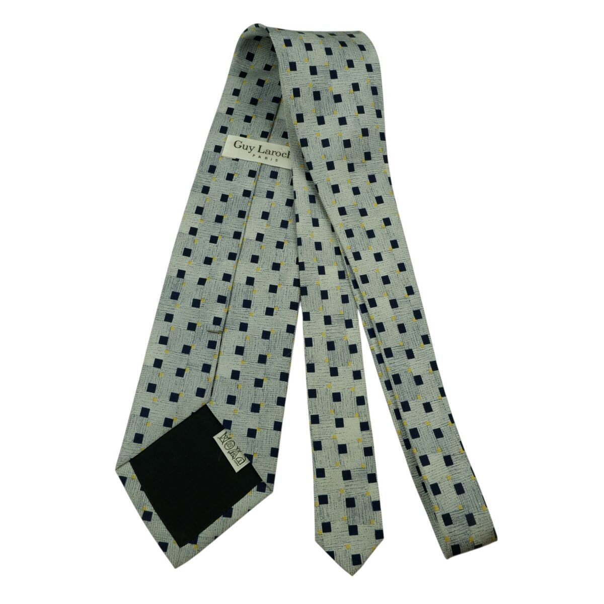 a14895 7 Guy Laroche Tie Silk Grey Black Dot Geometric Korea (US Import Tax Included) มุมที่ 7